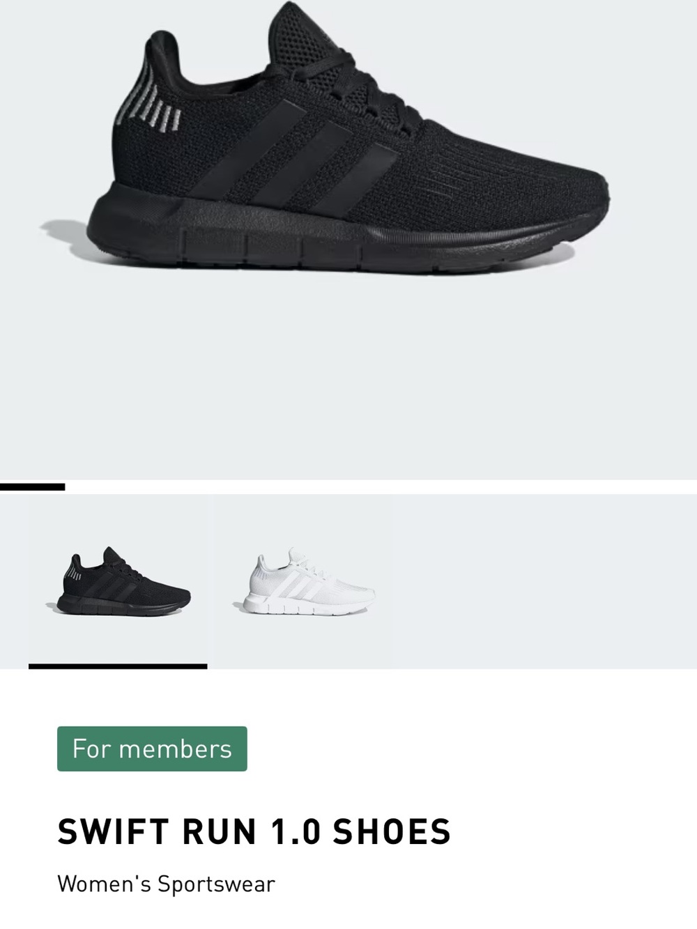 Adidas Women’s Black Swift Run 1.0 Running Shoes